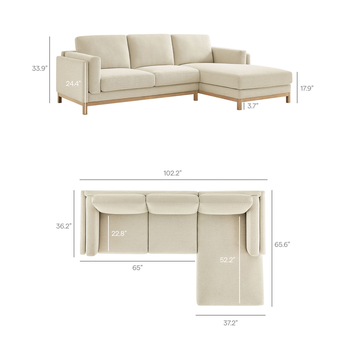Roscoe Right-Facing Upholstered Sectional Sofa with Chaise