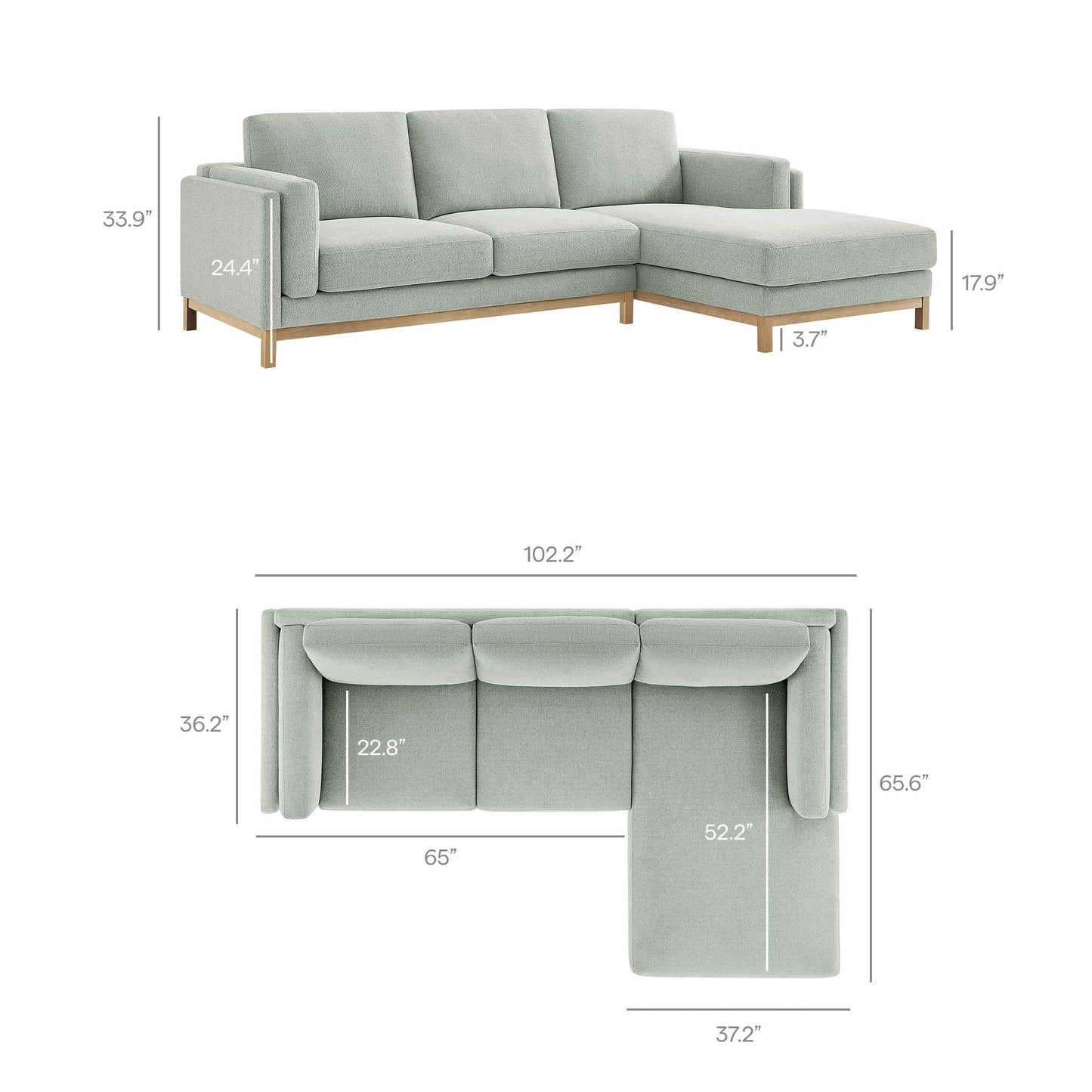 Roscoe Right-Facing Upholstered Sectional Sofa with Chaise