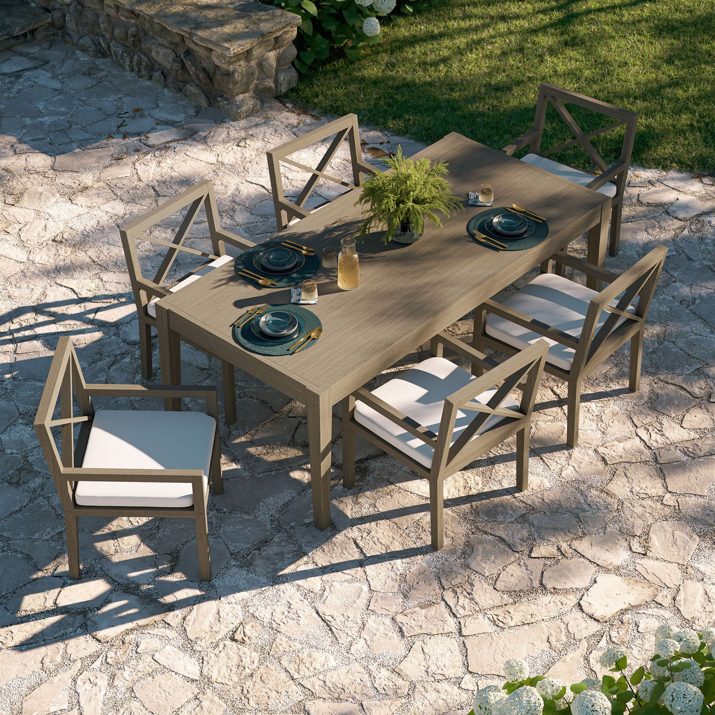Northlake 7-Piece Outdoor Patio Teak Wood Dining Set