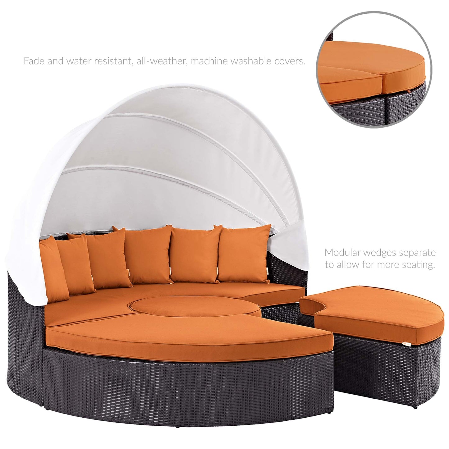 Quest Wicker Rattan Outdoor Patio Canopy Sectional Daybed