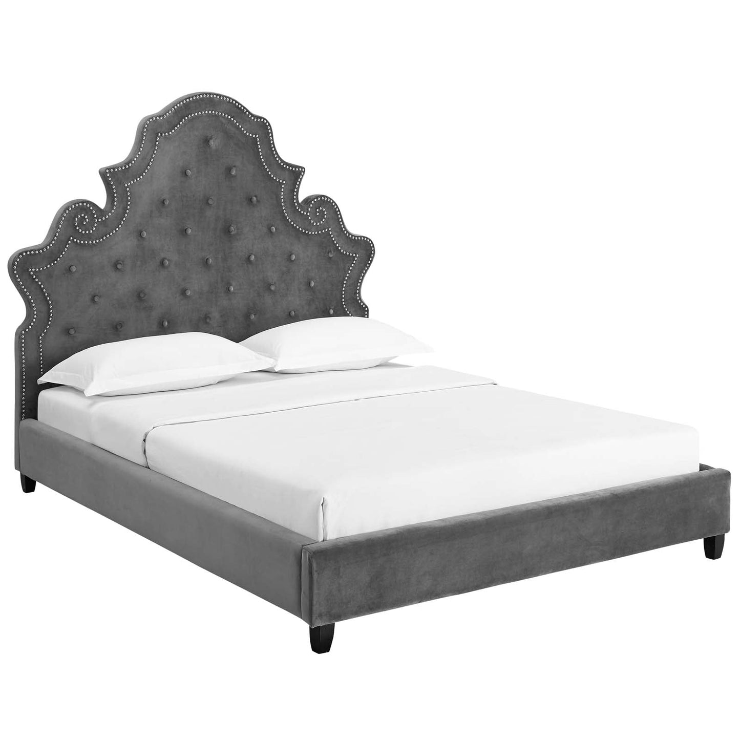 Valentina Tufted Nailhead Performance Velvet Platform Bed