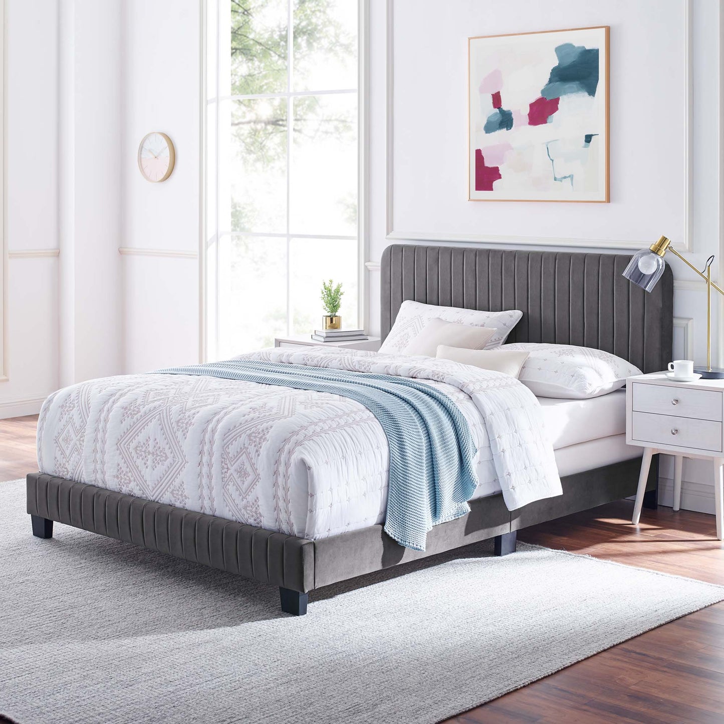 Celine Channel Tufted Performance Velvet Bed