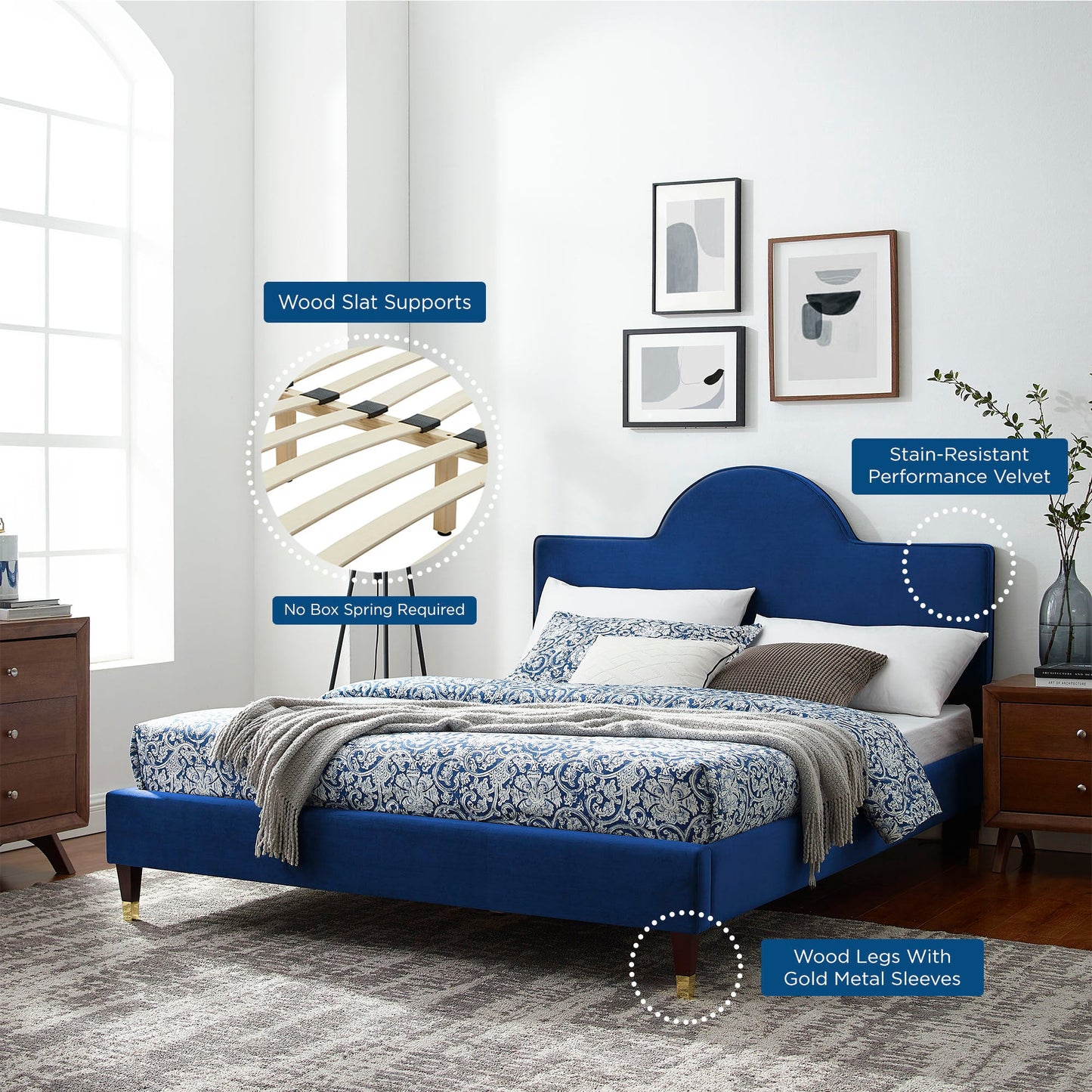 Aurora Performance Velvet Bed