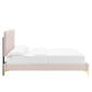 Current Performance Velvet Platform Bed With Gold Metal Legs