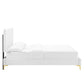 Current Performance Velvet Platform Bed With Gold Metal Legs