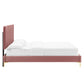 Current Performance Velvet Platform Bed With Gold Metal Legs