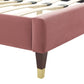Current Performance Velvet Platform Bed With Wood and Gold Legs