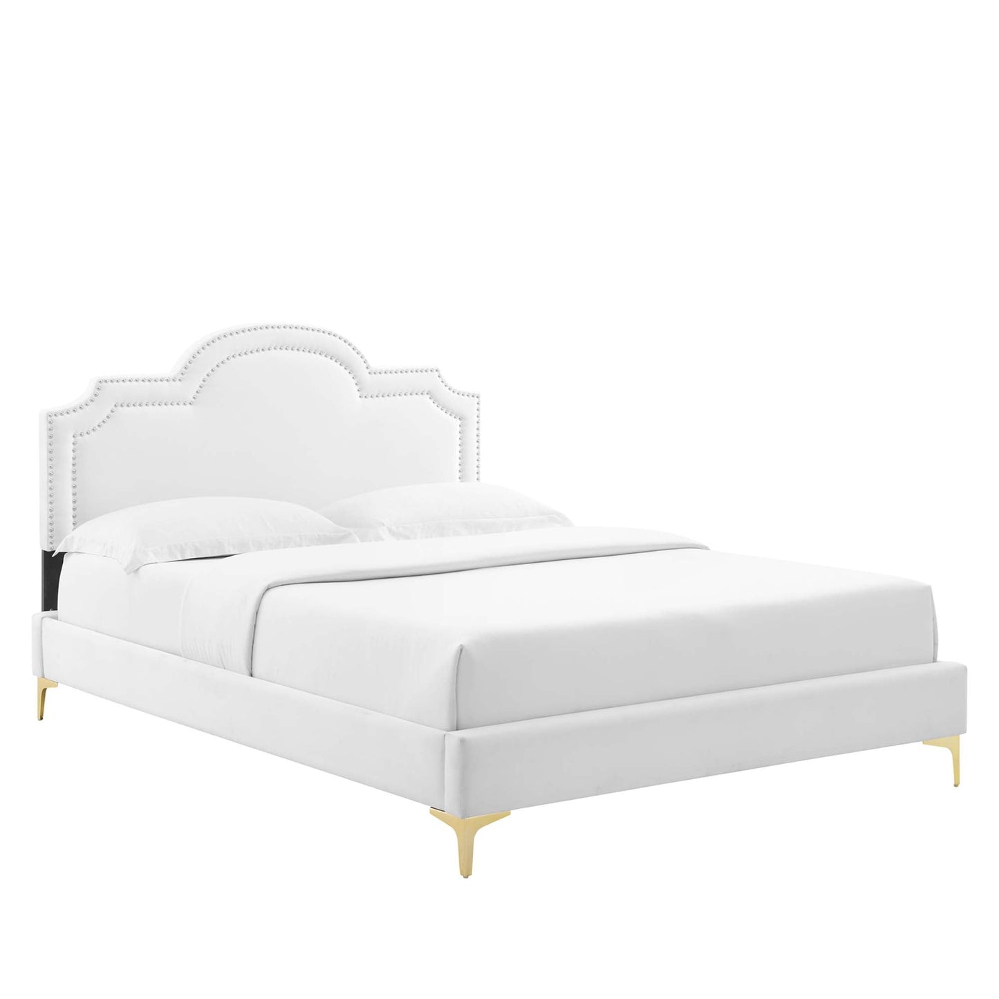 Aviana Performance Velvet Bed With Gold Legs