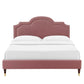 Aviana Performance Velvet Bed With Wood and Gold Legs