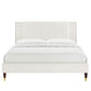 Zahra Channel Tufted Performance Velvet Platform Bed With Wood and Gold Legs