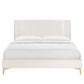 Zahra Channel Tufted Performance Velvet Platform Bed With Gold Metal Legs