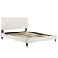 Yasmine Channel Tufted Performance Velvet Platform Bed With Wood and Gold Legs