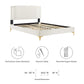 Zahra Channel Tufted Performance Velvet Platform Bed With Gold Metal Legs