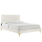 Yasmine Channel Tufted Performance Velvet Platform Bed With Gold Metal Legs
