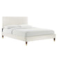 Yasmine Channel Tufted Performance Velvet Platform Bed With Wood and Gold Legs