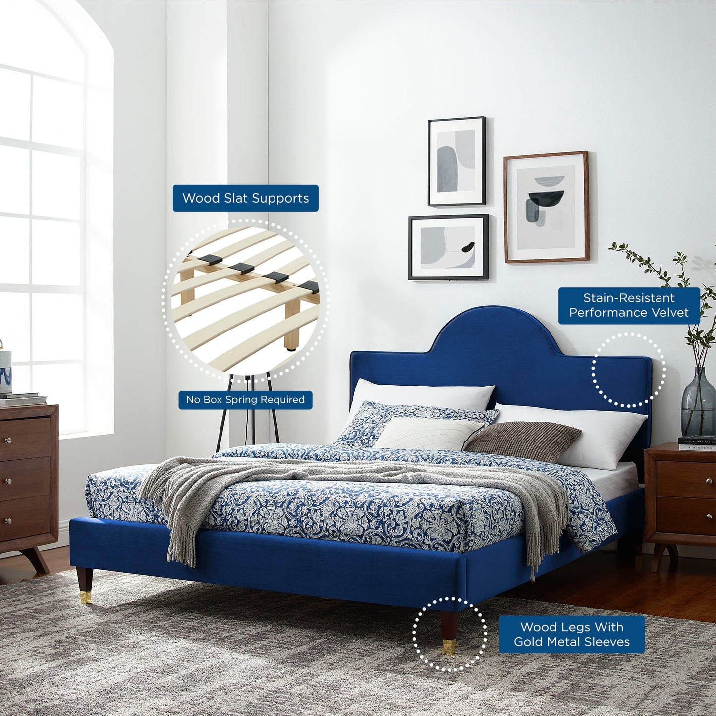 Aurora Performance Velvet Bed