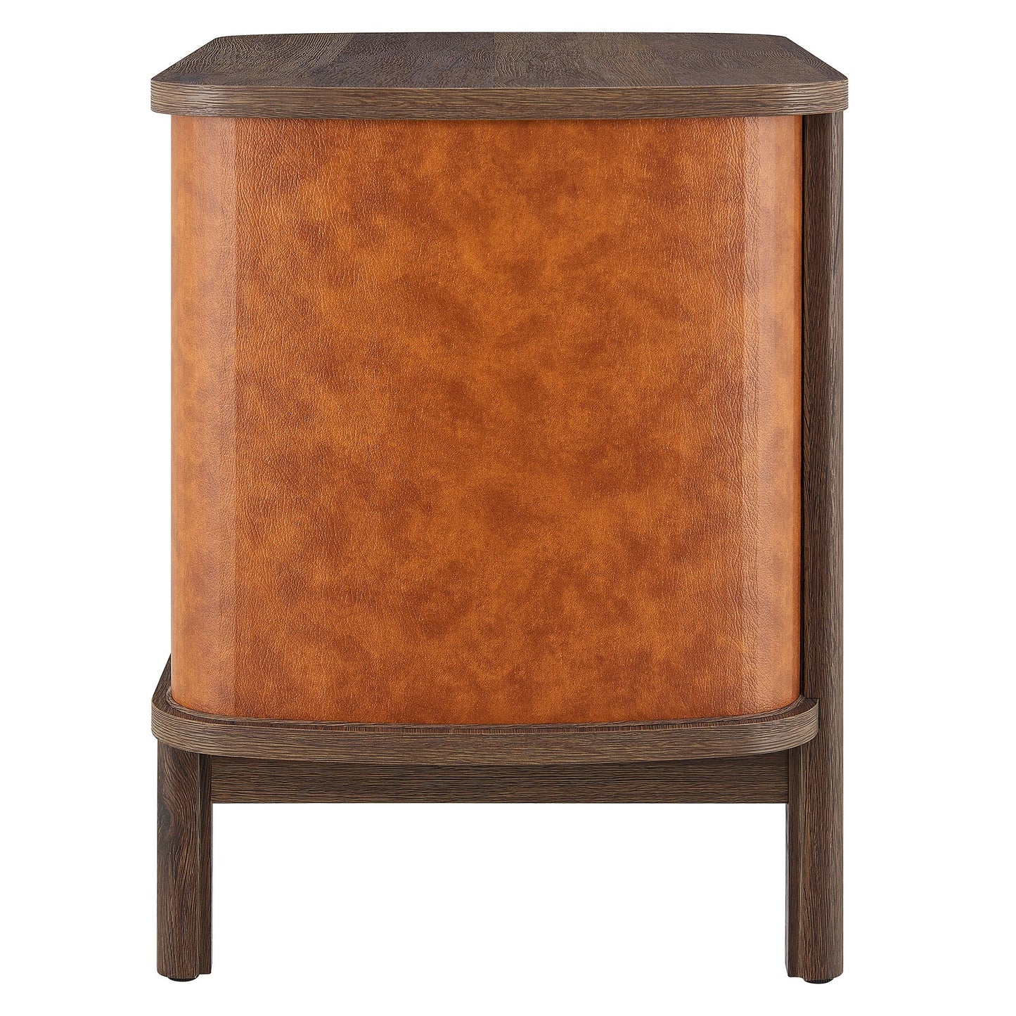 Coralie 2-Drawer Curved Vegan Leather Nightstand