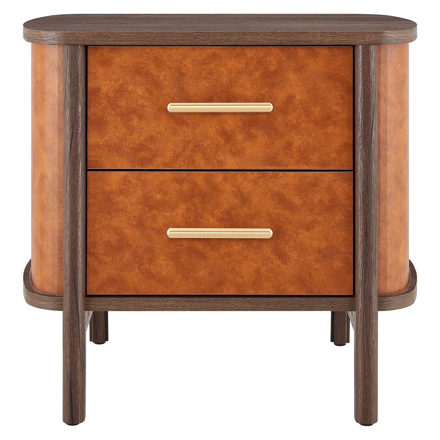Coralie 2-Drawer Curved Vegan Leather Nightstand