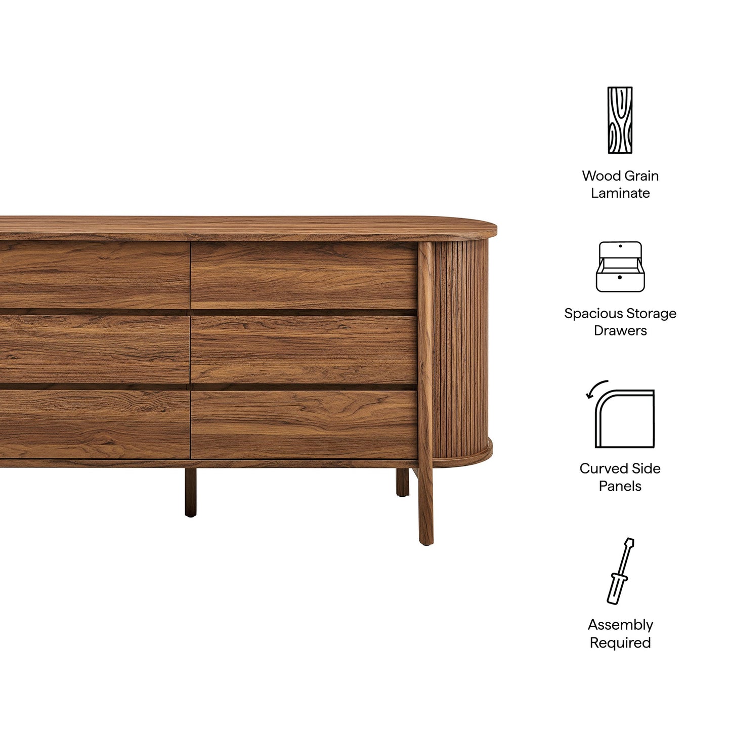 Cadence 6-Drawer Curved Dresser