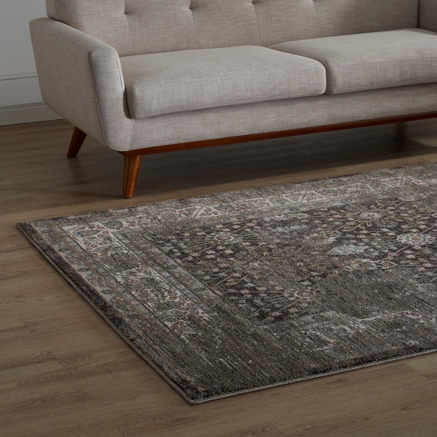 Berit Distressed Vintage Floral Lattice Area Rug