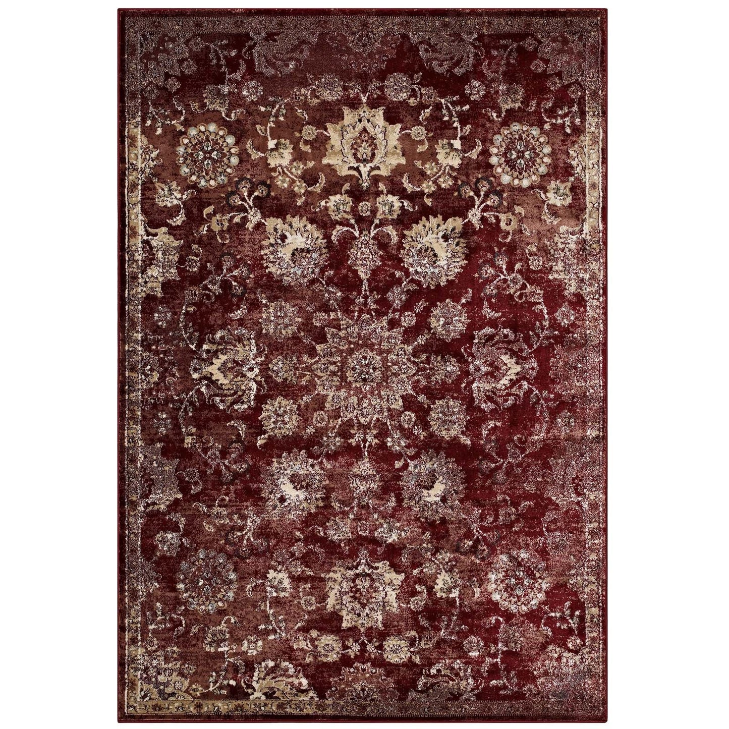 Cynara Distressed Floral Vintage Medallion Area Rug