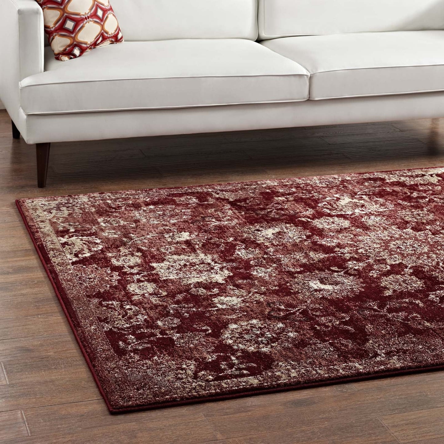 Cynara Distressed Floral Vintage Medallion Area Rug