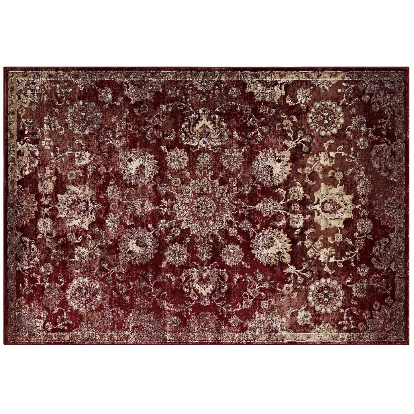 Cynara Distressed Floral Vintage Medallion Area Rug