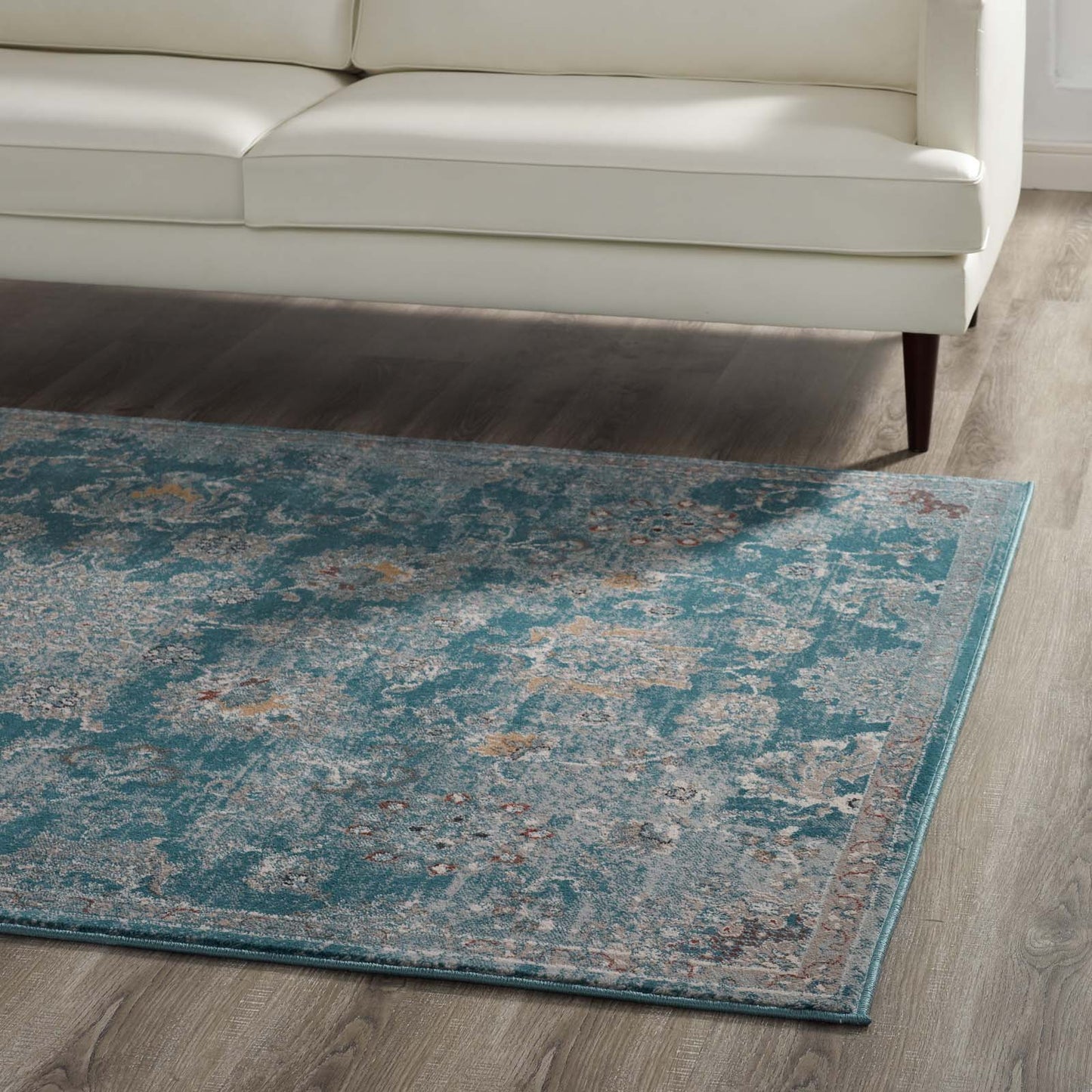 Cynara Distressed Floral Vintage Medallion Area Rug