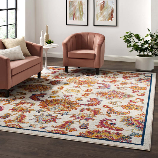 Entourage Azami Distressed Vintage Floral Lattice Area Rug